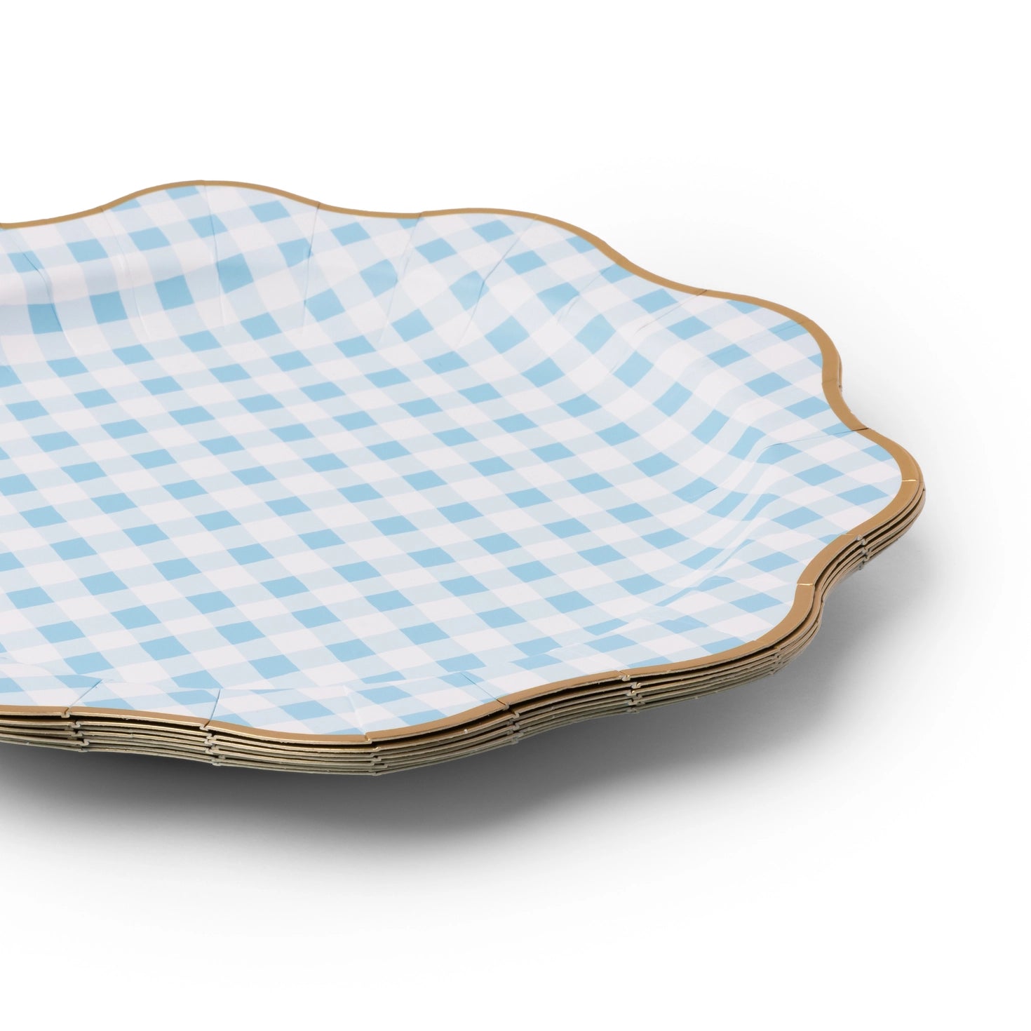 Blue Gingham Scalloped Dinner Plates 8ct