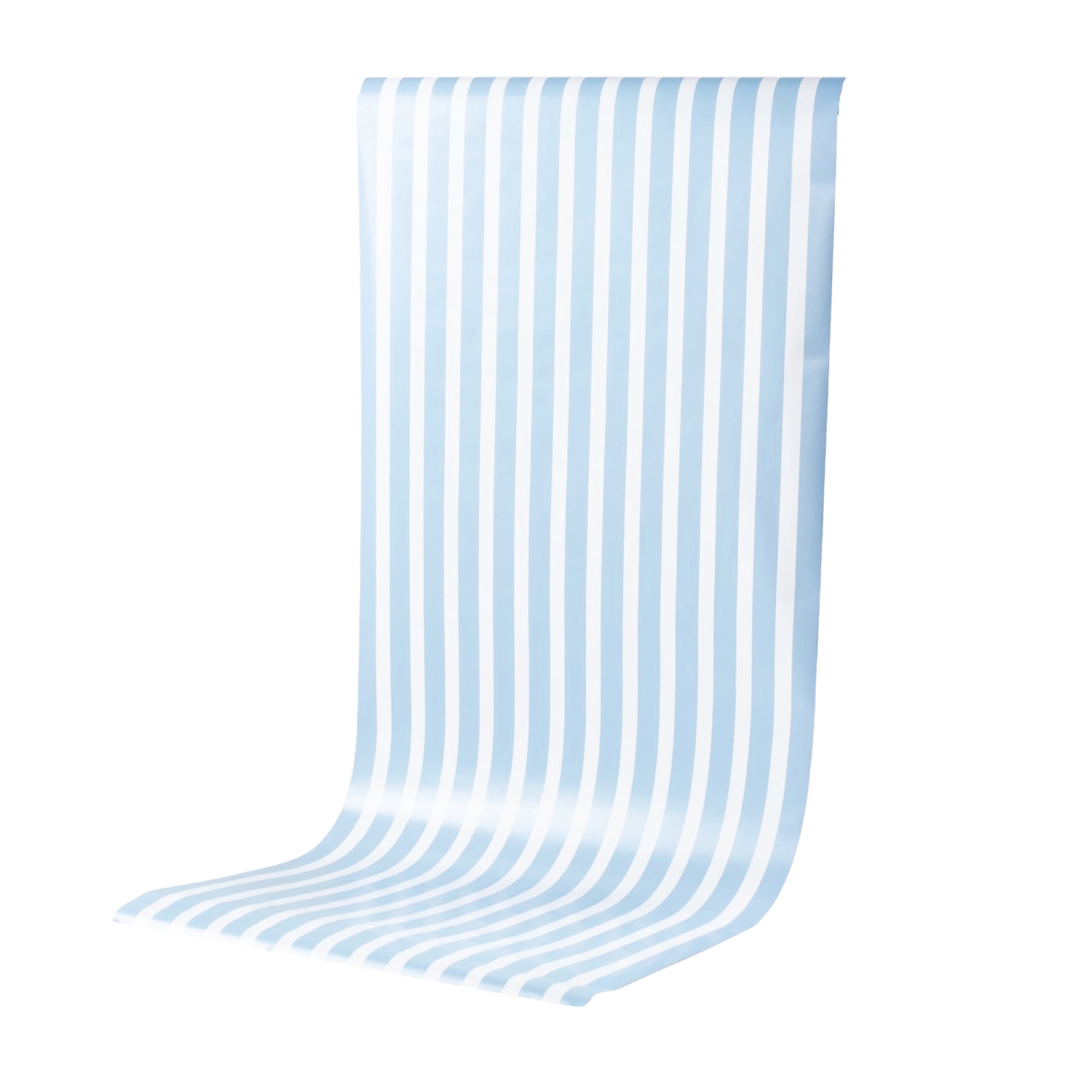 Blue and white striped paper table runner