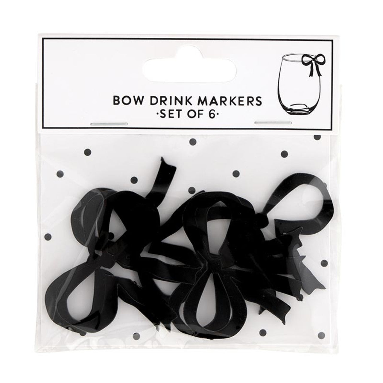 Set of black acrylic bow drink markers