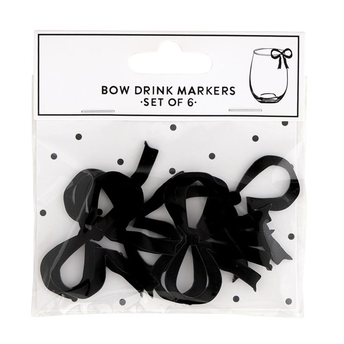 Set of black acrylic bow drink markers