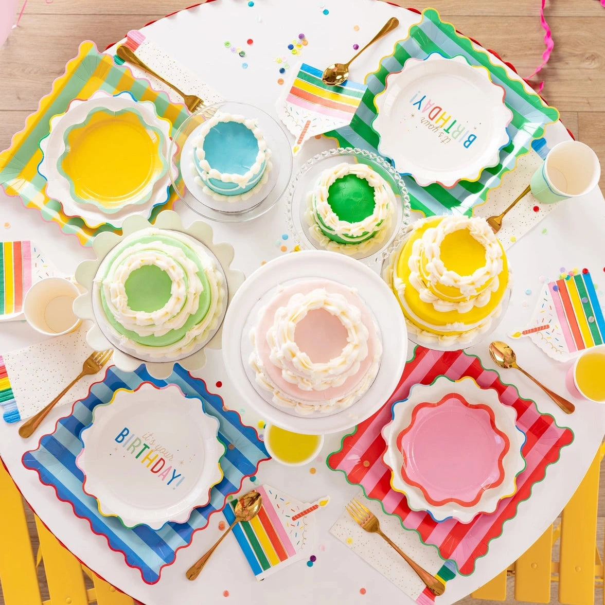 Colorful birthday party plates
