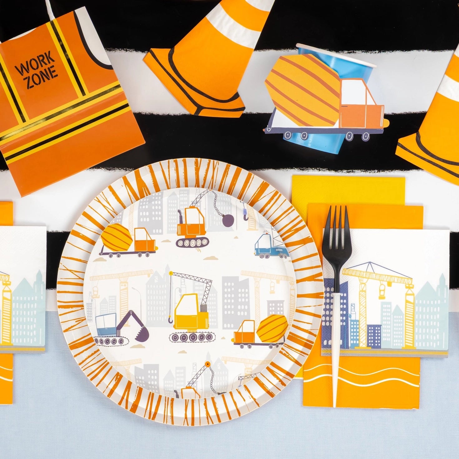 Small paper party napkins for construction birthday celebrations