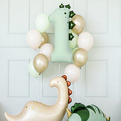 Large foil number one balloon with dino details