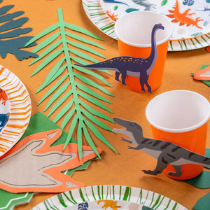 Prehistoric dinosaur accent stickers for party cups and favors