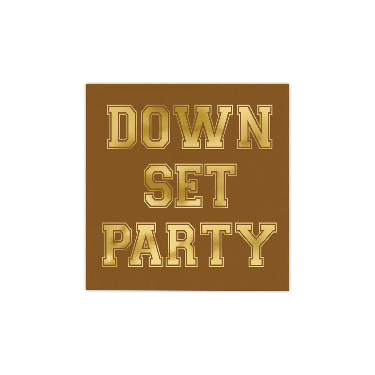 Down Set Party Dessert Napkins with gold foil lettering