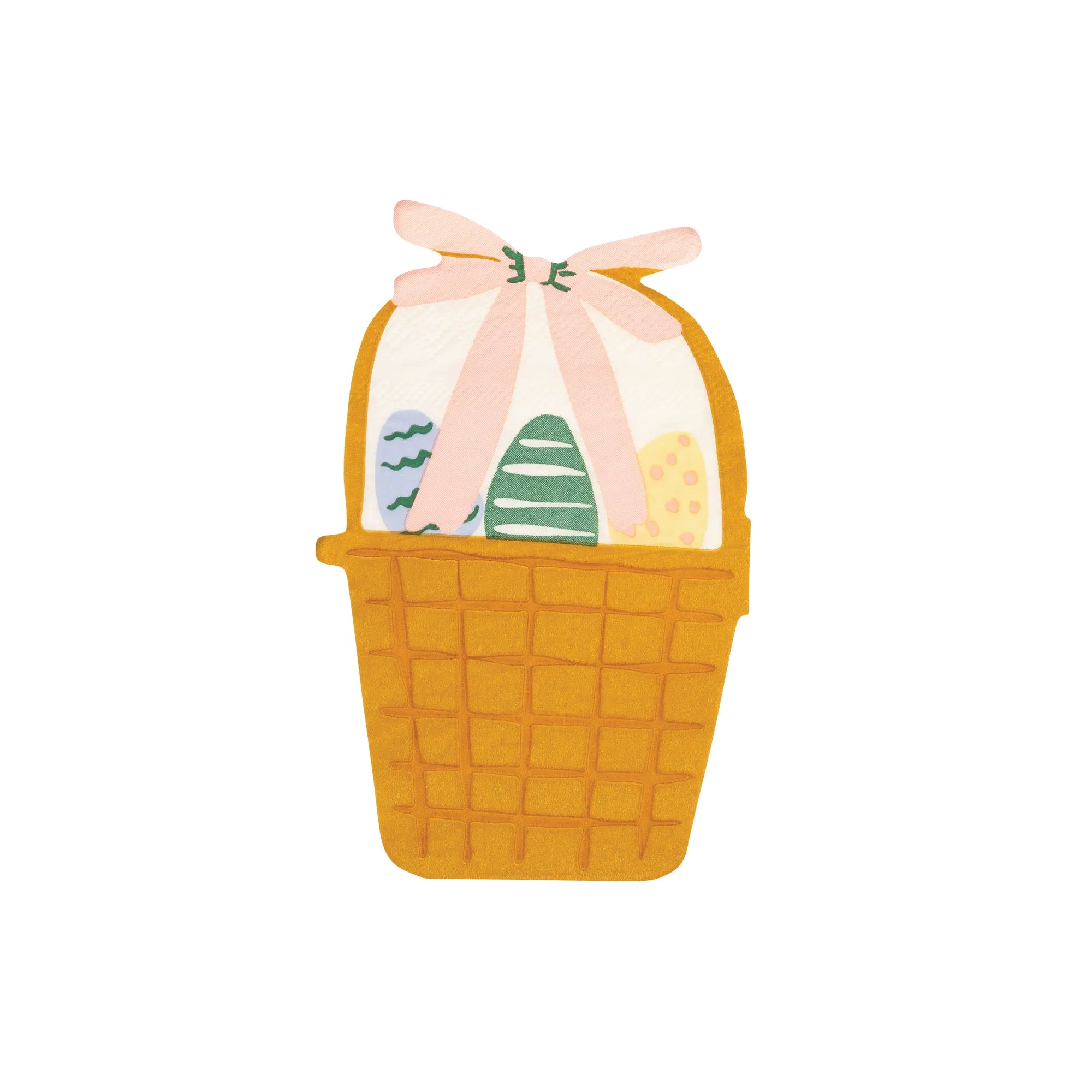 Die-cut Easter basket napkin filled with pastel eggs