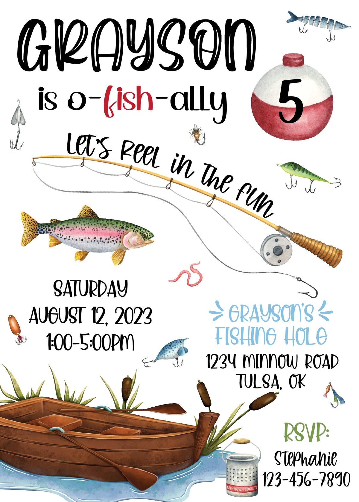 Gone Fishing Birthday Party Invitation
