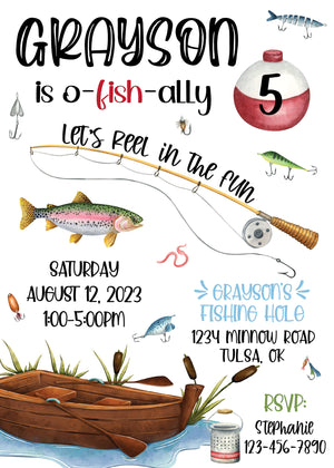 Gone Fishing Birthday Party Invitation Front | The Party Darling
