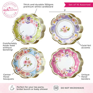 Floral Tea Party Assorted Dessert Plates 16ct | The Party Darling