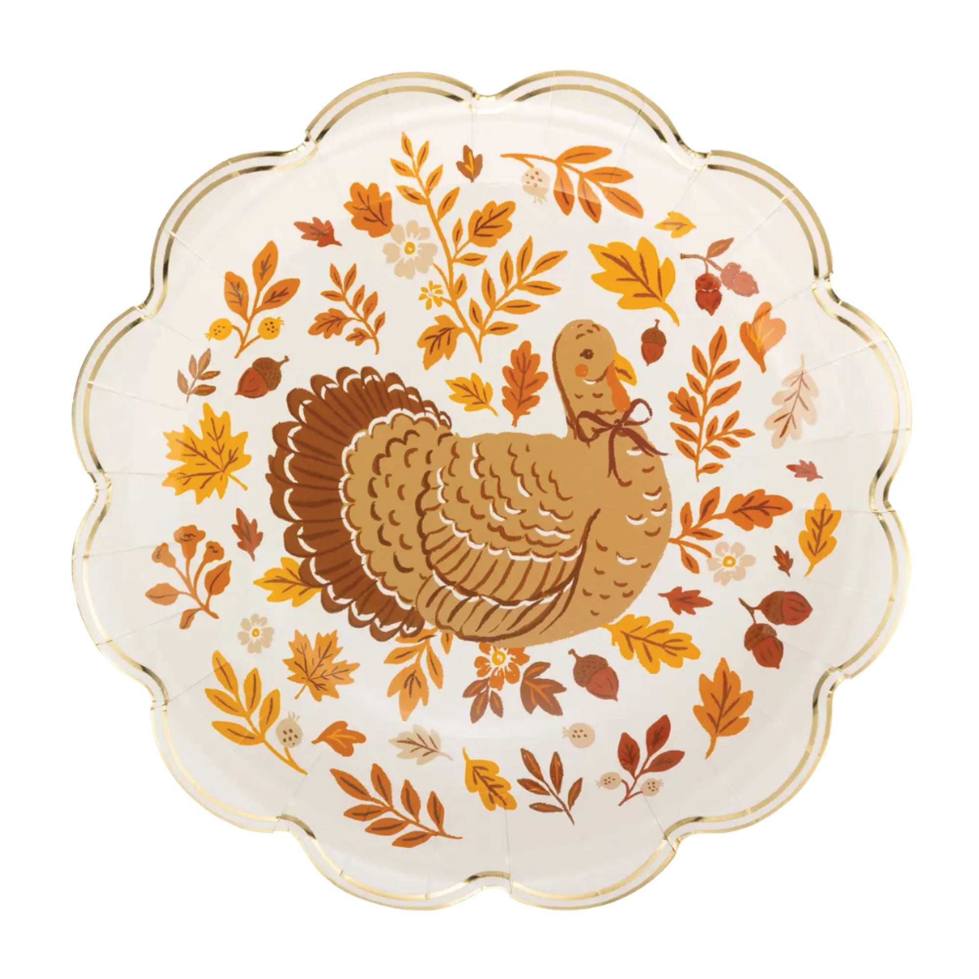 Fall Floral Turkey Lunch Plates 8ct
