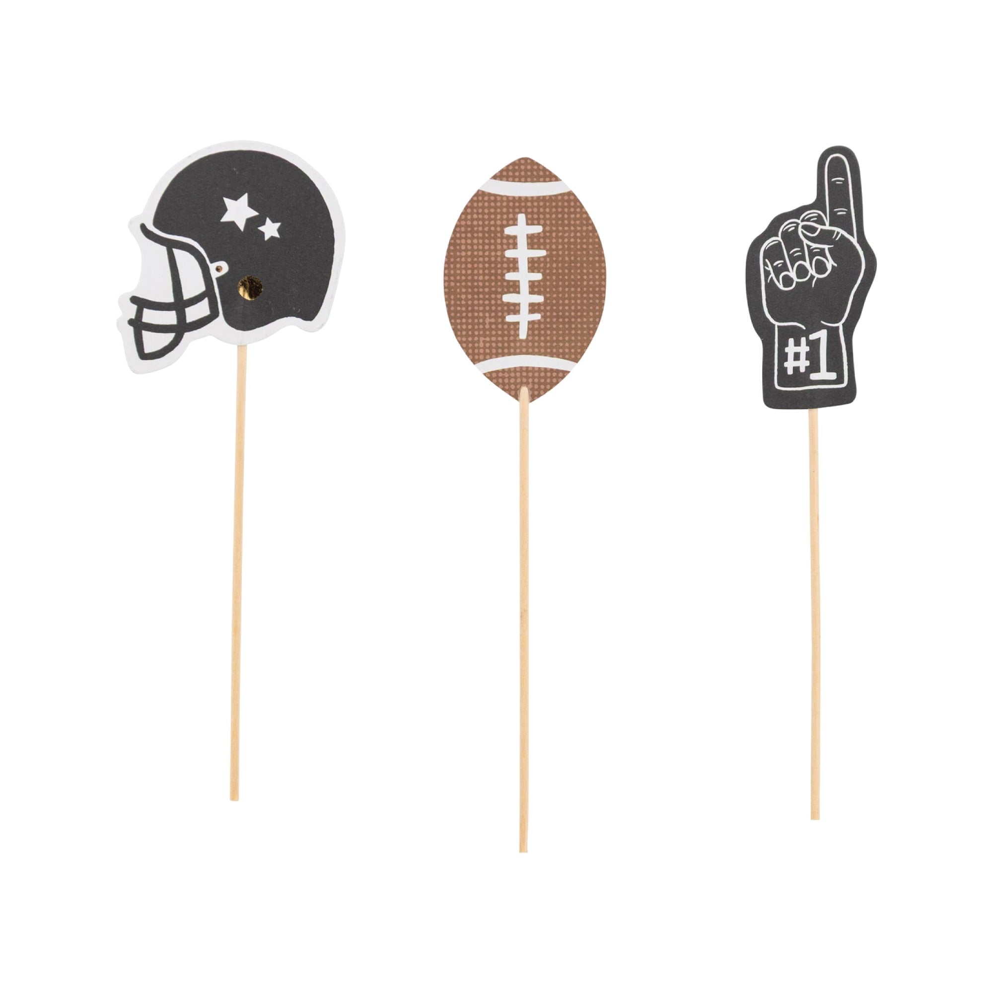 Game day appetizer picks with football design