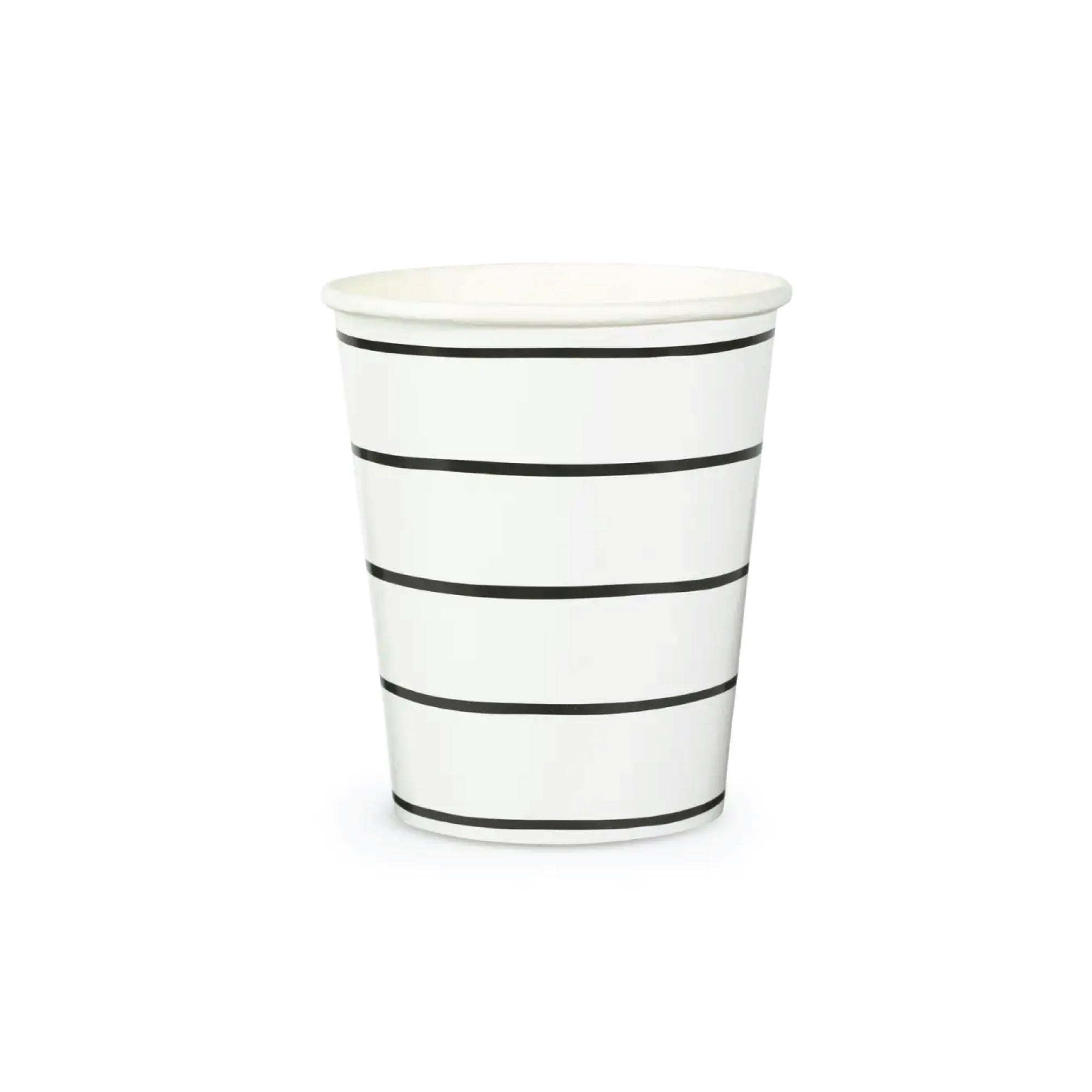 Frenchie Black Striped Cups 8ct | The Party Darling