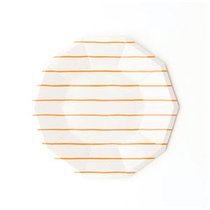 Frenchie Orange Striped Dessert Plates 8ct | The Party Darling
