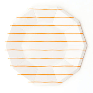 Frenchie Orange Striped Lunch Plates 8ct | The Party Darling