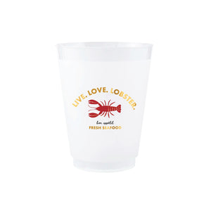 Live Love Lobster frosted plastic cups