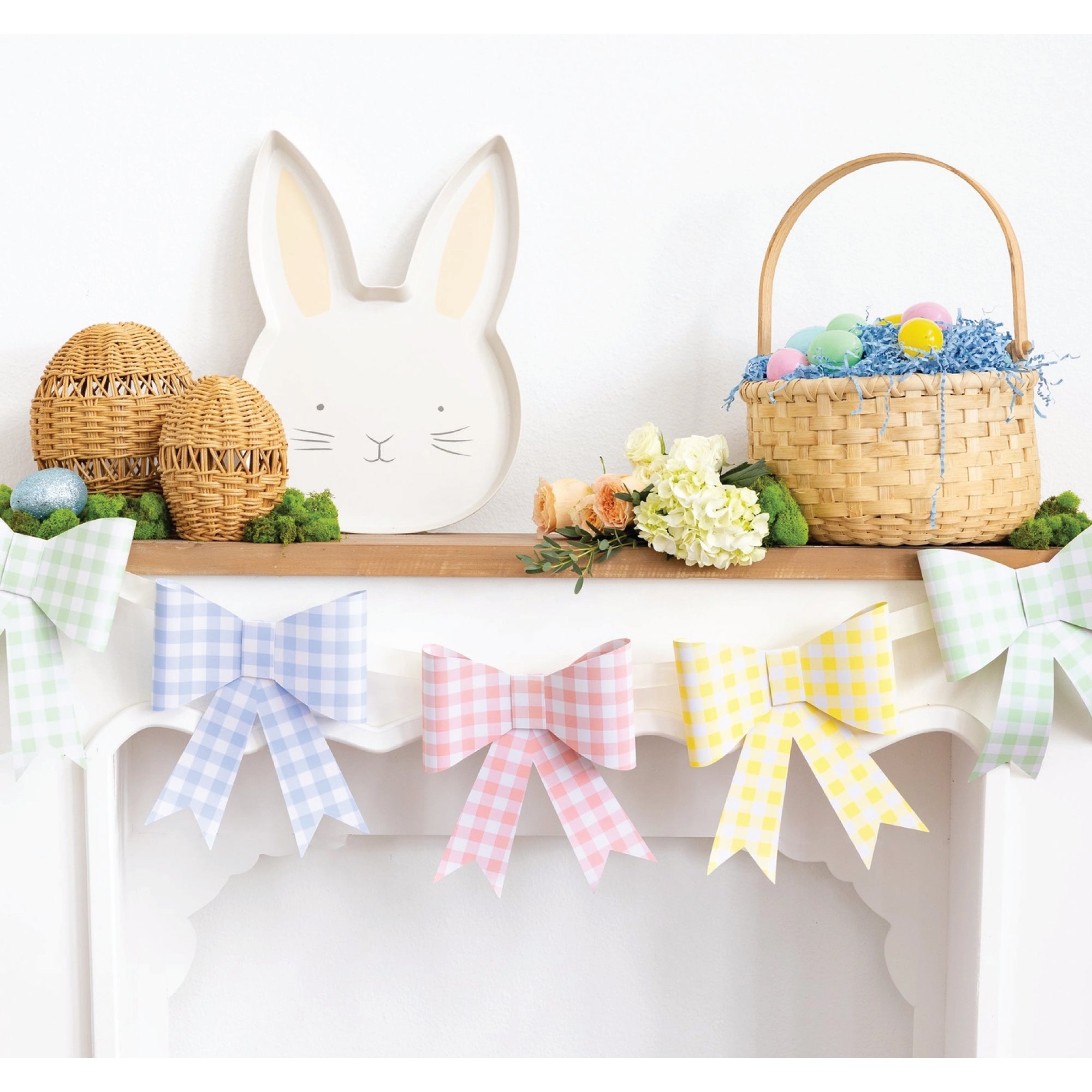 Pastel Gingham Paper Bow Banner 7ft | The Party Darling