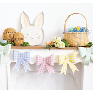 Pastel Gingham Paper Bow Banner 7ft Spring Decor