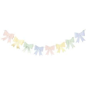 Pastel Gingham Paper Bow Banner 7ft | The Party Darling