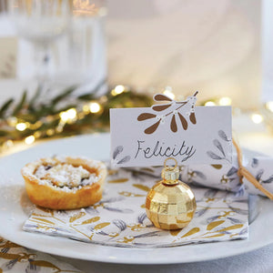 Gold Glass Disco Ball Place Card Holders 6ct Place Setting