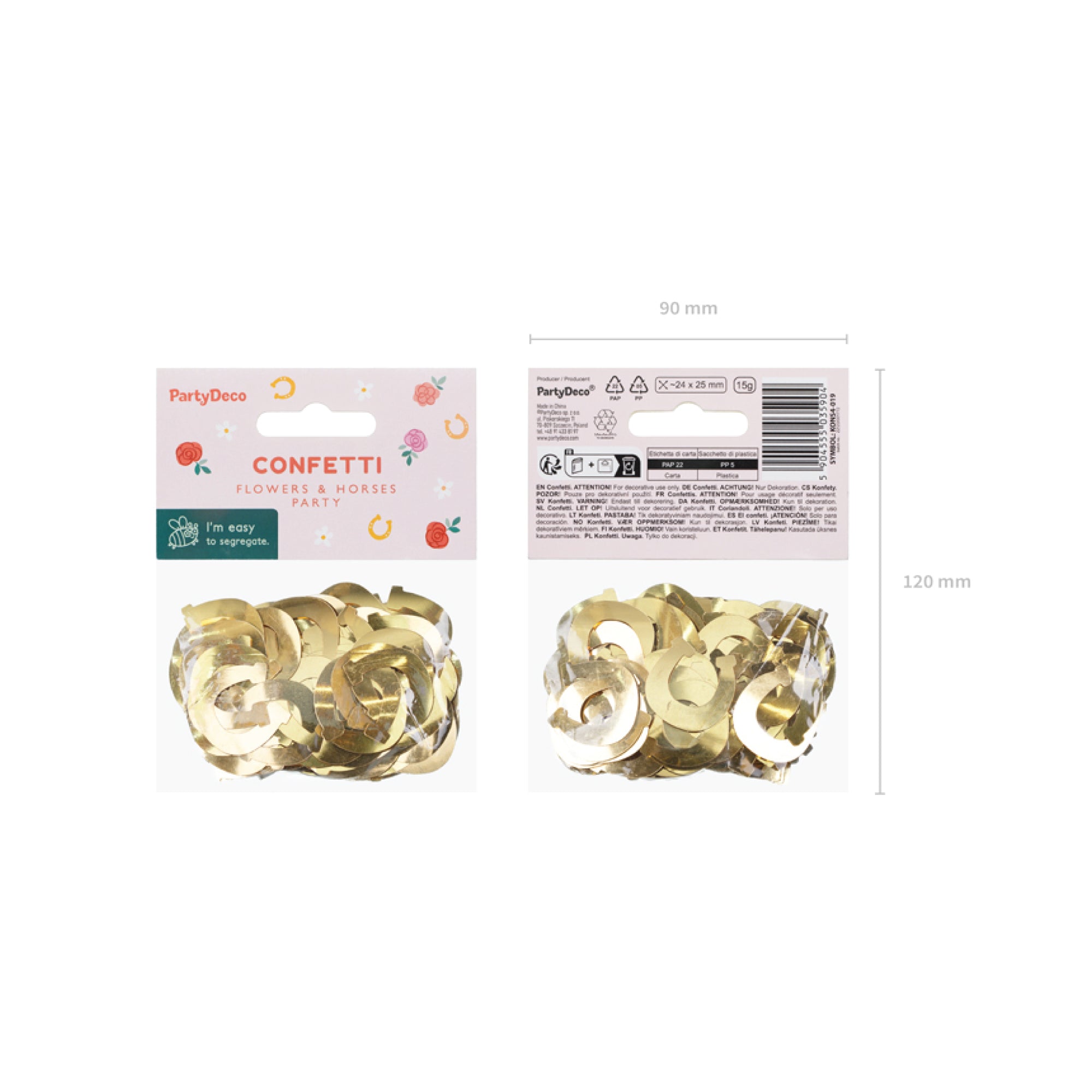 Gold Horseshoe Confetti .5oz Packaged