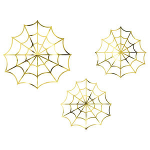 Gold Spiderweb Paper Decorations 3ct | The Party Darling