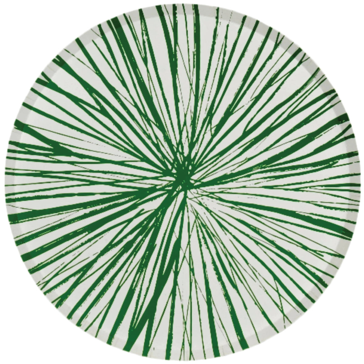 Green radiance paper dinner plate with abstract brushstroke design