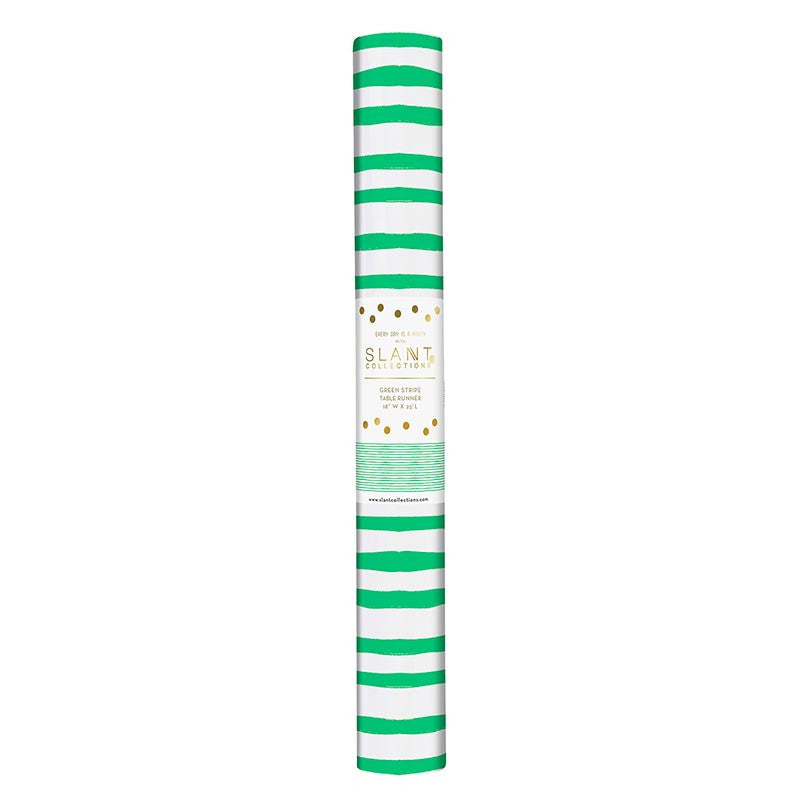 25ft green stripe party table runner roll