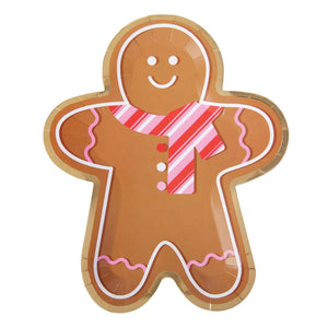 Pink & Red Scarf Gingerbread Man Dessert Plates 8ct | The Party Darling