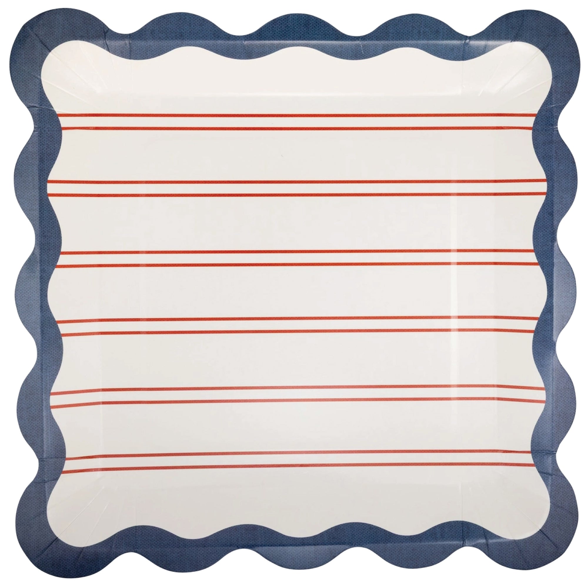 Hamptons style striped patriotic paper dinner plates