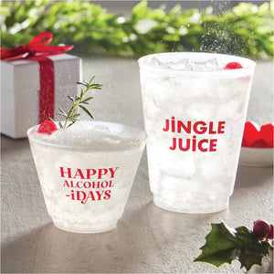 Happy Alcohol-idays Plastic Frosted Wine Cup 8ct with beverages