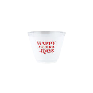 Happy Alcohol-idays Plastic Frosted Wine Cups 8ct | The Party Darling