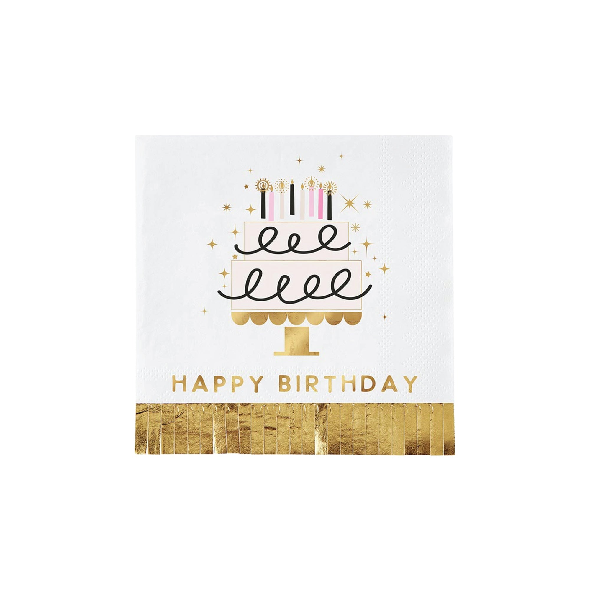 Happy Birthday Cake Fringed Dessert Napkins 20ct | The Party Darling