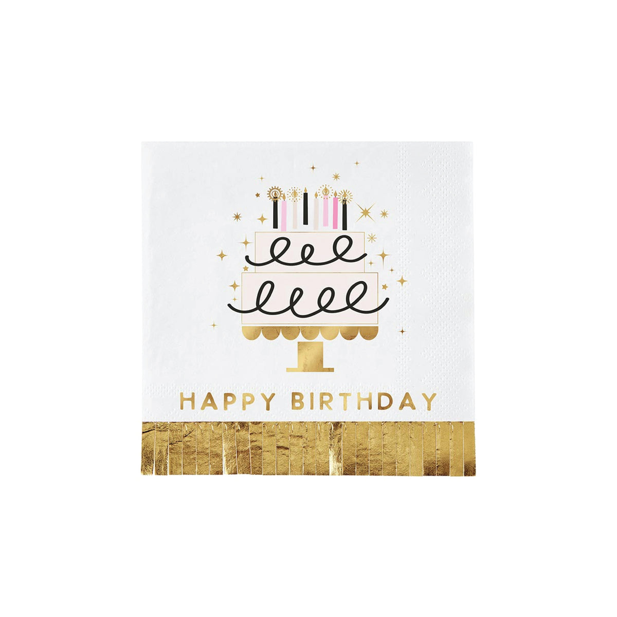 Happy Birthday Cake Fringed Dessert Napkins 20ct | The Party Darling