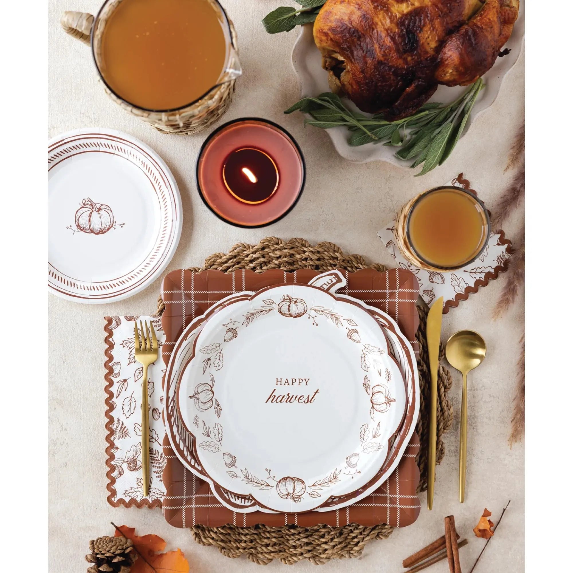 Happy Harvest paper lunch plate for Thanksgiving table settings