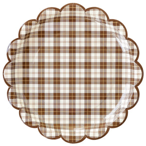Harvest Brown Plaid Scalloped Lunch Plates 8ct | The Party Darling