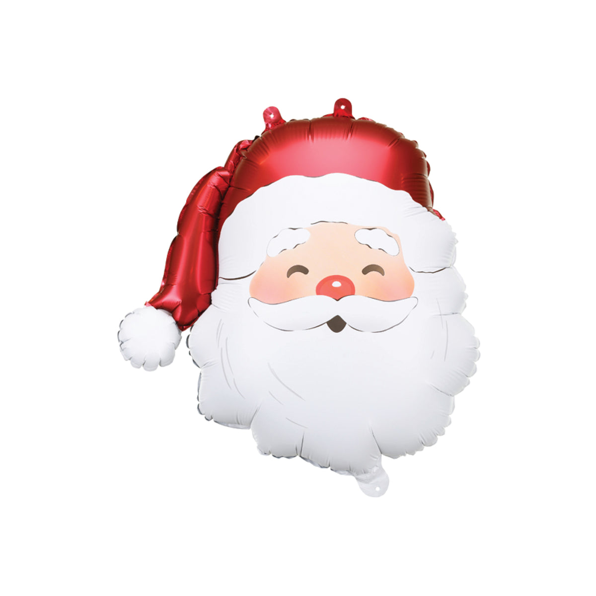Holly Jolly Santa Face Foil Balloon with red and white Santa hat