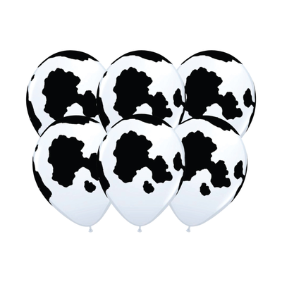 Holstein Cow Print Latex Balloons 6ct