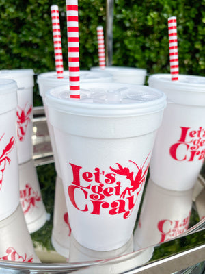 Let's Get Cray Styrofoam Cups with Lids 10ct | The Party Darling