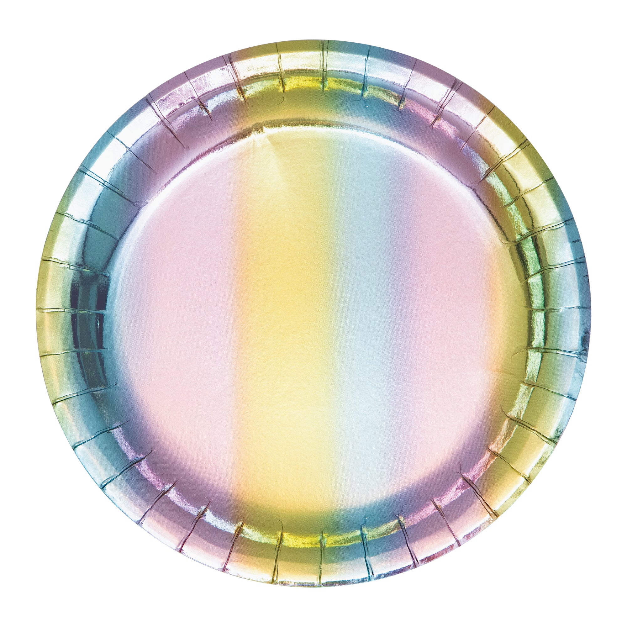 Rainbow Iridescent Lunch Plates with reflective rainbow finish