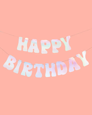 Iridescent Happy Birthday Letter Banner | The Party Darling