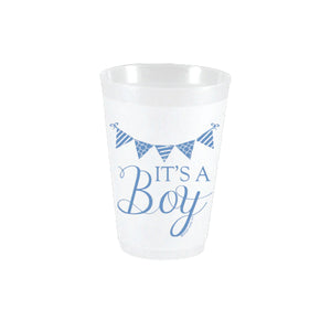 It's a Boy Pennant Frosted Plastic Cups 10ct | The Party Darling
