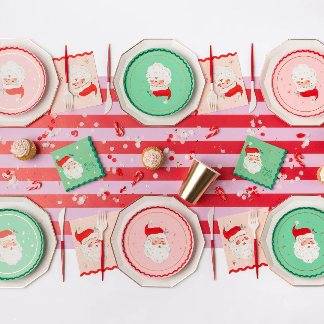 Pink & Red Jolly Santa Dessert Plates 8ct
