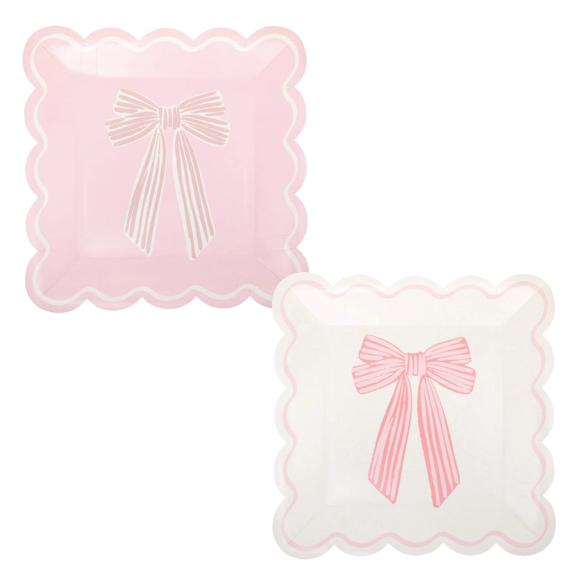 Large pink bow lunch plates set