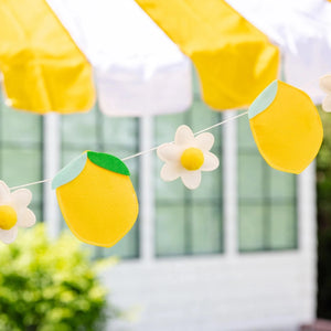Pre-strung felt lemon garland with floral accents