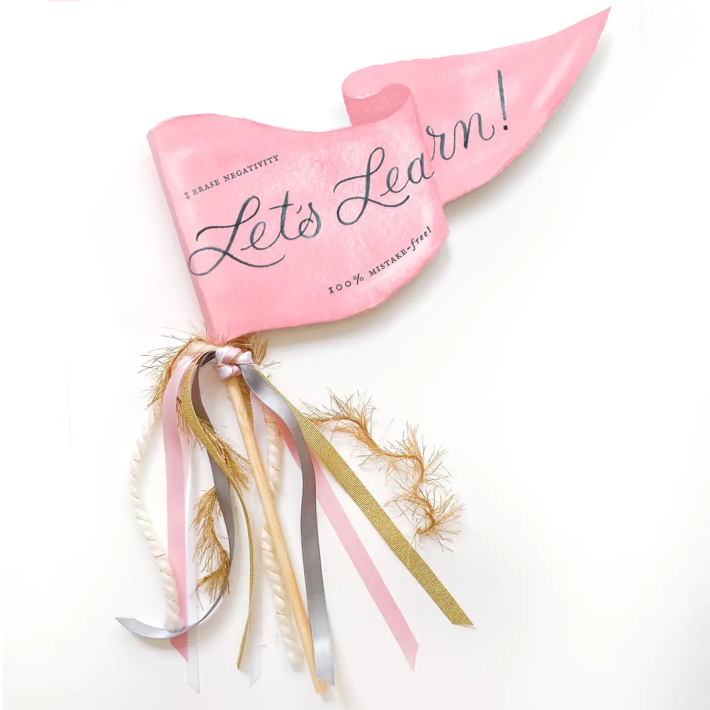 Let's Learn Pink Eraser Pennant Flag | The Party Darling