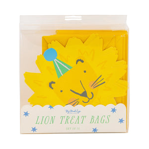 Lion party treat bags with yellow lion face design