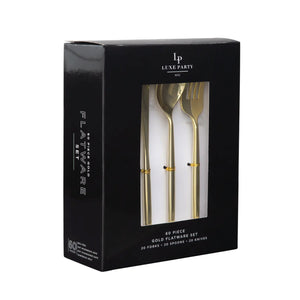 Modern Gold Plastic Cutlery Set for 20 Packaged