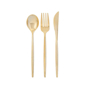 Modern Gold Plastic Cutlery Set for 20 | The Party Darling