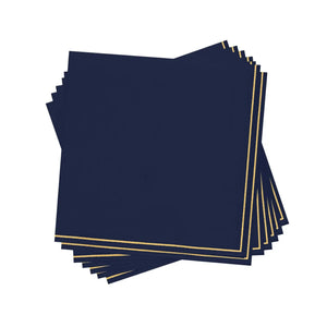 Navy & Gold Stripe Paper Dessert Napkins 20ct | The Party Darling