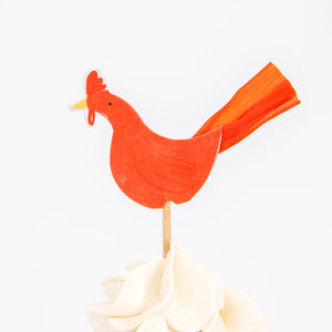 on the farm chicken cupcake topper